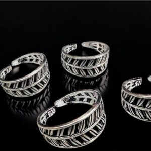 Silver Plated Toe ring Bichua Bichiya Challa designer stone toe rings 2 Pair (4Pcs)