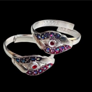 Silver Plated angutha Toe ring Bichua Bichiya Challa designer stone toe rings 1 Pair (2Pcs)