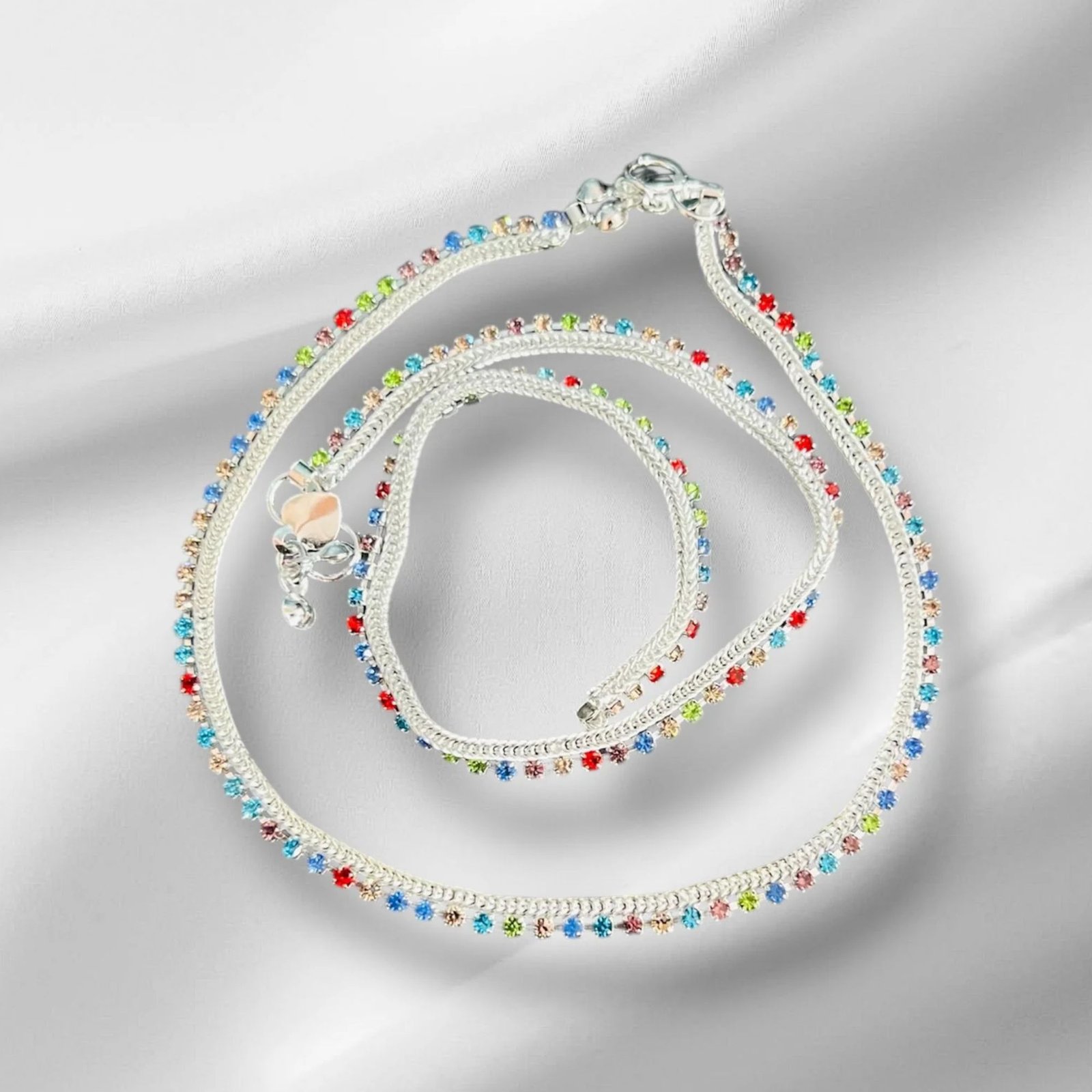 Multicolor Silver anklet_payal_Pajeb for girl and women