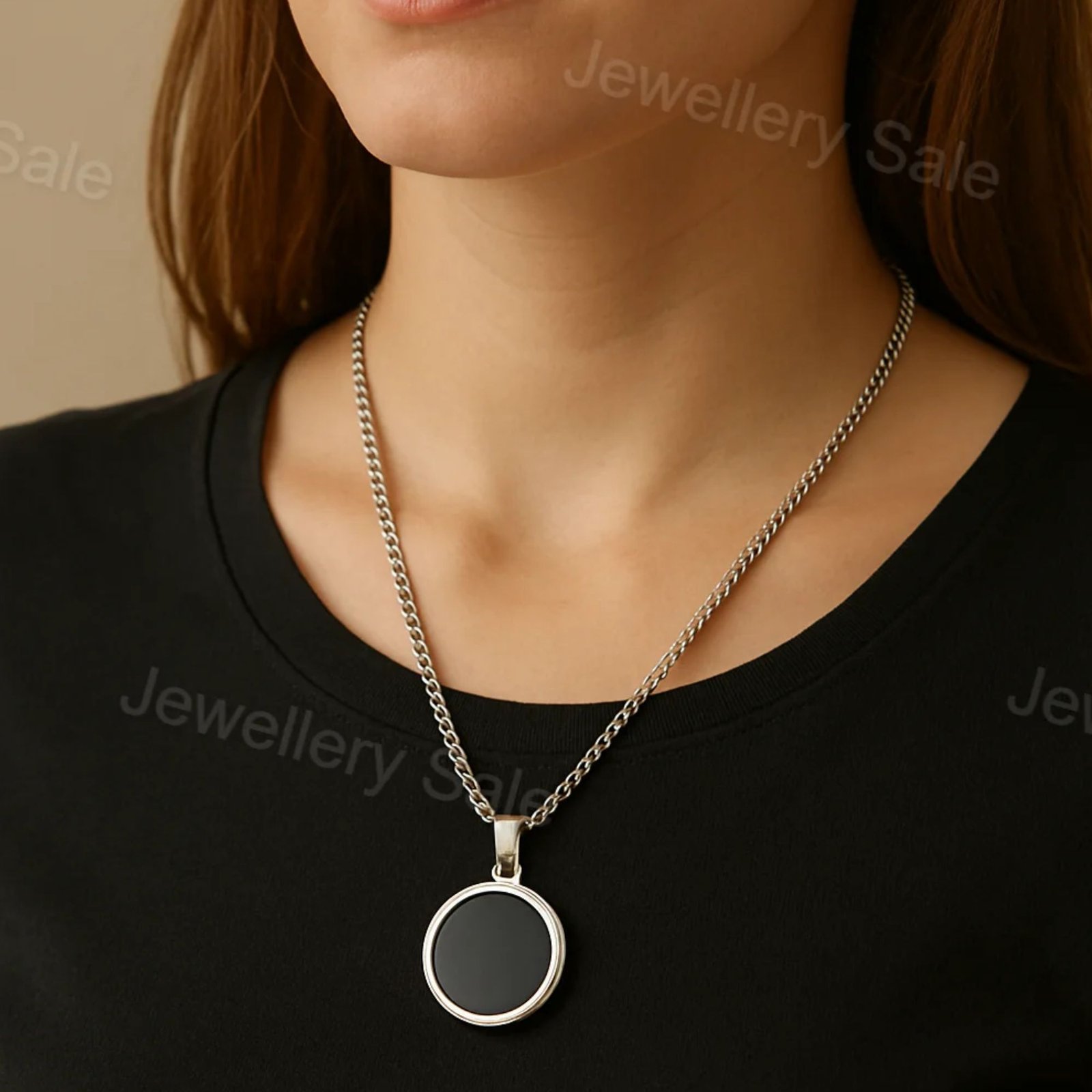 Black Round Pendant For Man and Women - Image 4