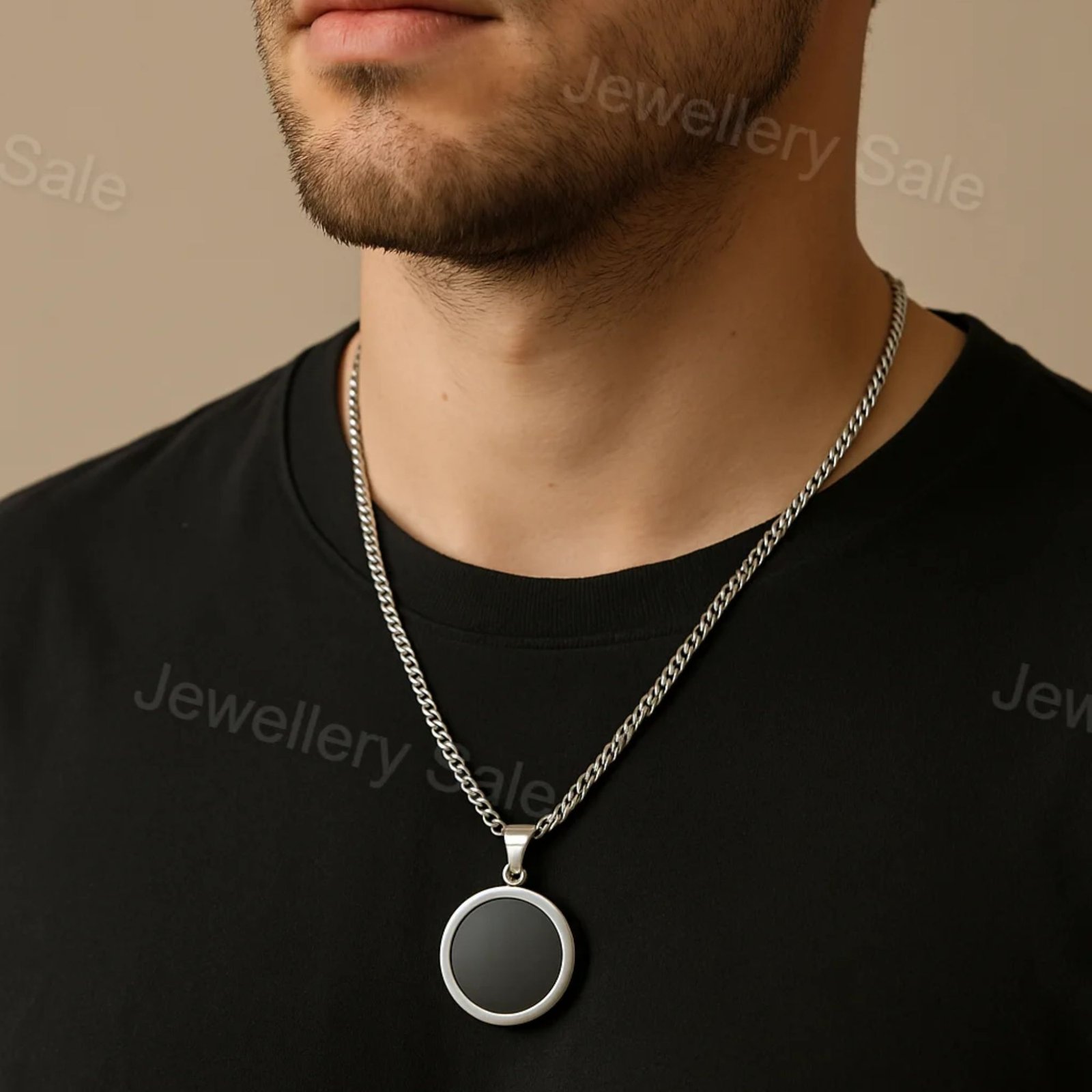 Black Round Pendant For Man and Women - Image 2