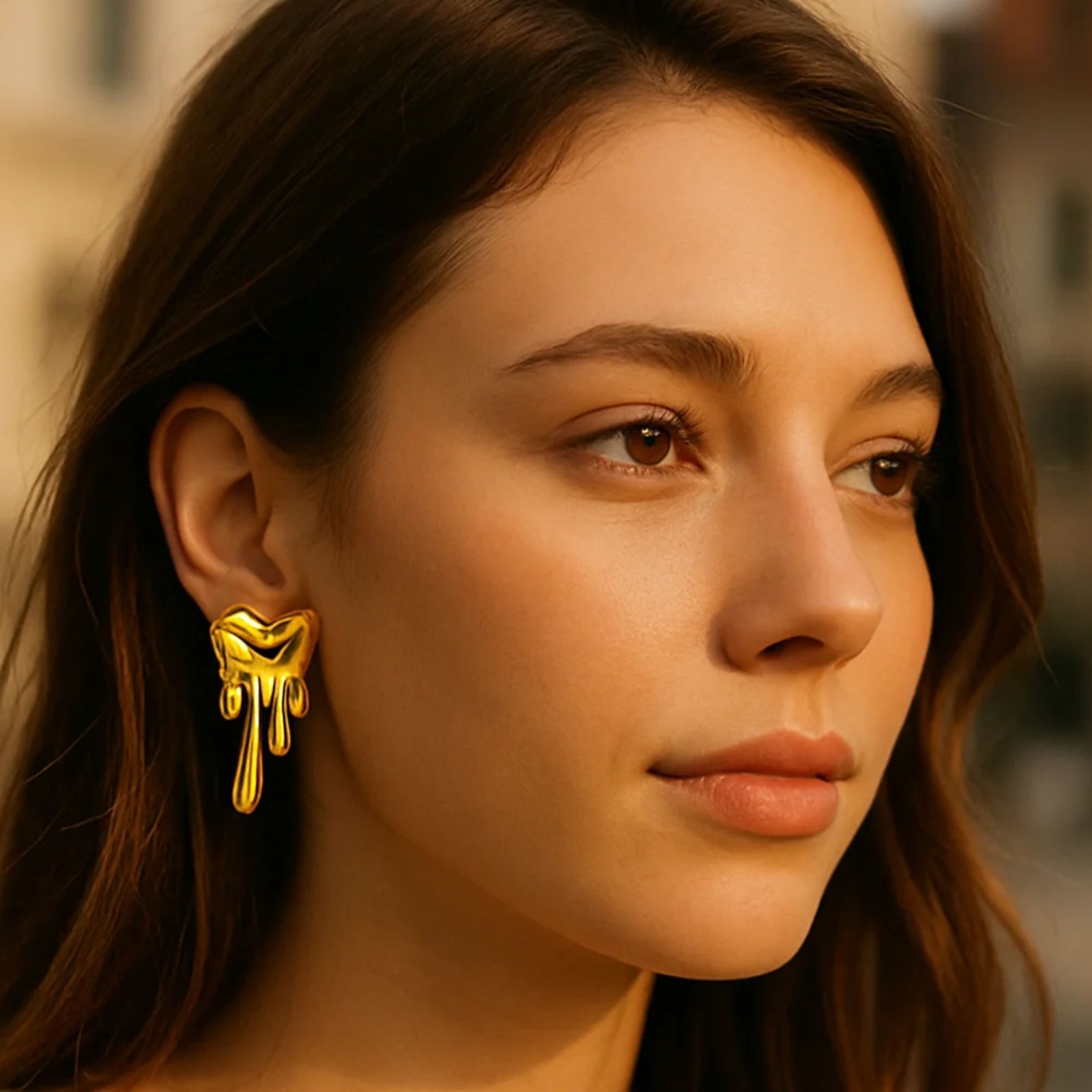 Gold Anti Tarnish Heart Shape Earring For Girl and Women - Image 3