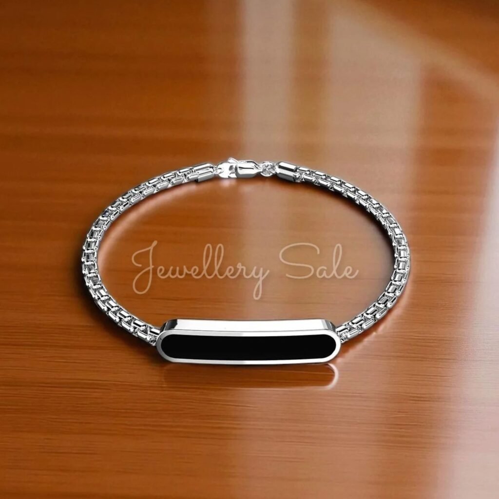 Silver Black Slim Bracelet For Women and Girls