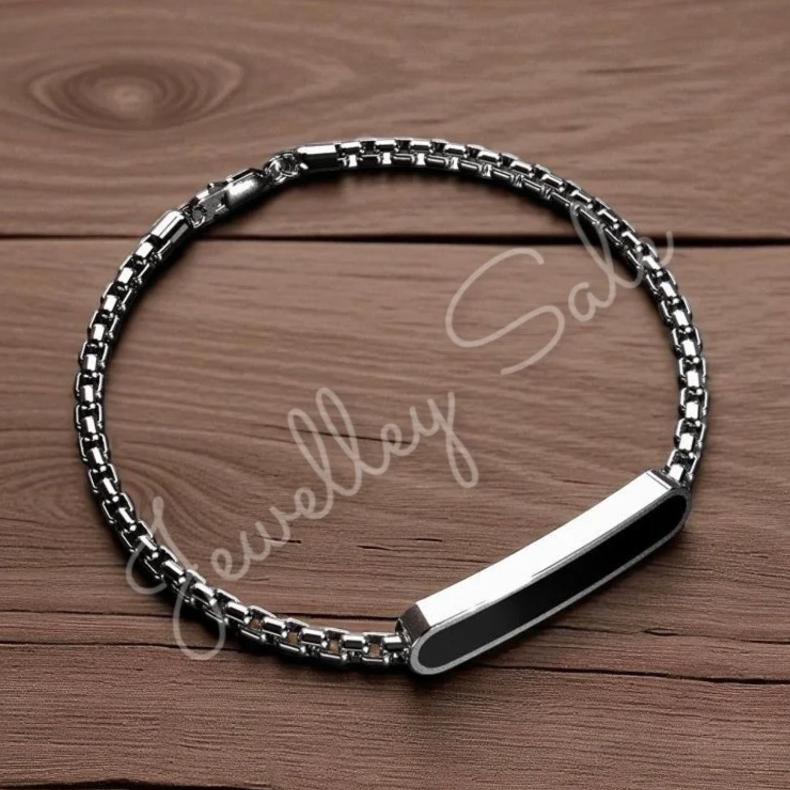 Silver Black Slim Bracelet For Unisex (Women, Girl, Boy, Men) - Image 2