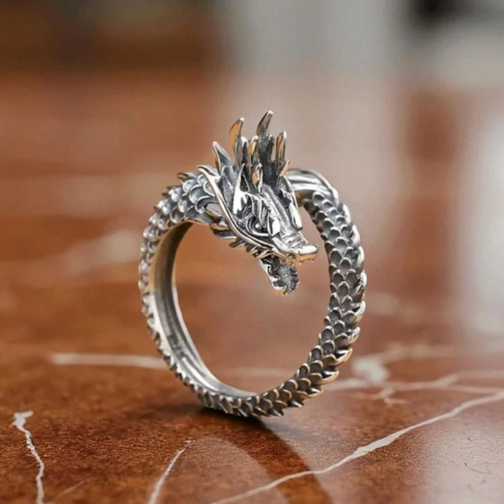 Silver Dragon Ring For Men