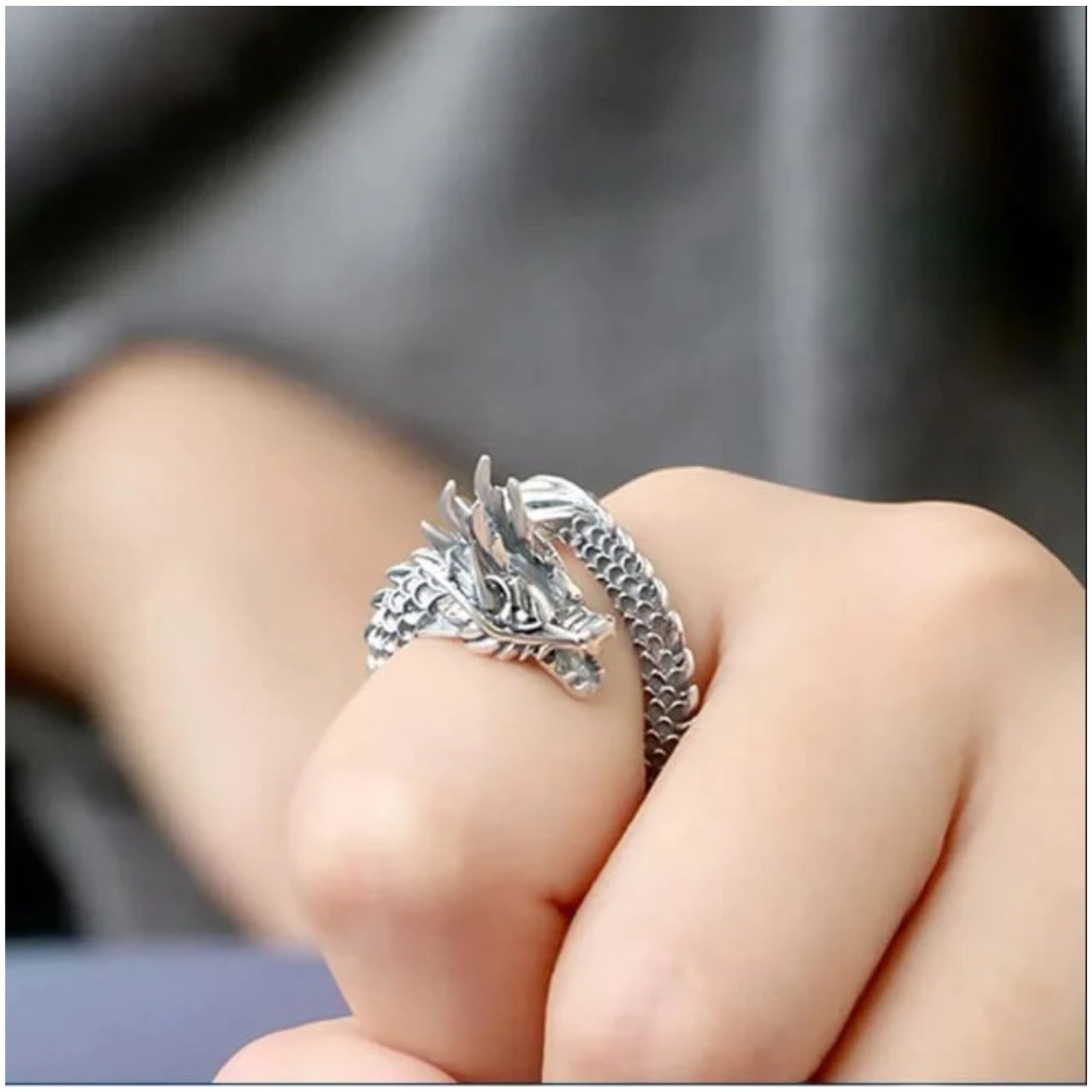Silver Dragon Ring For Men - Image 4