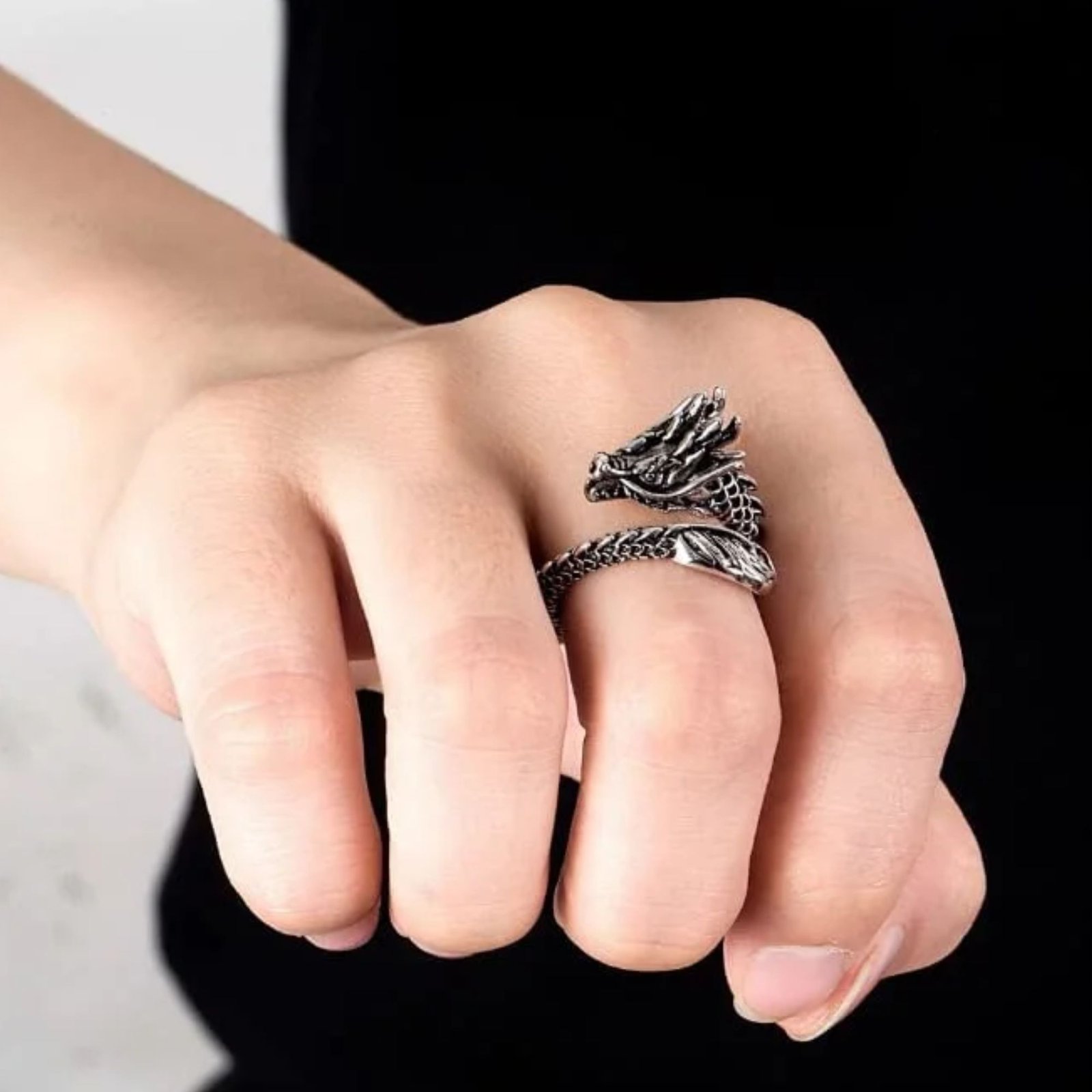 Silver Dragon Ring For Men - Image 3