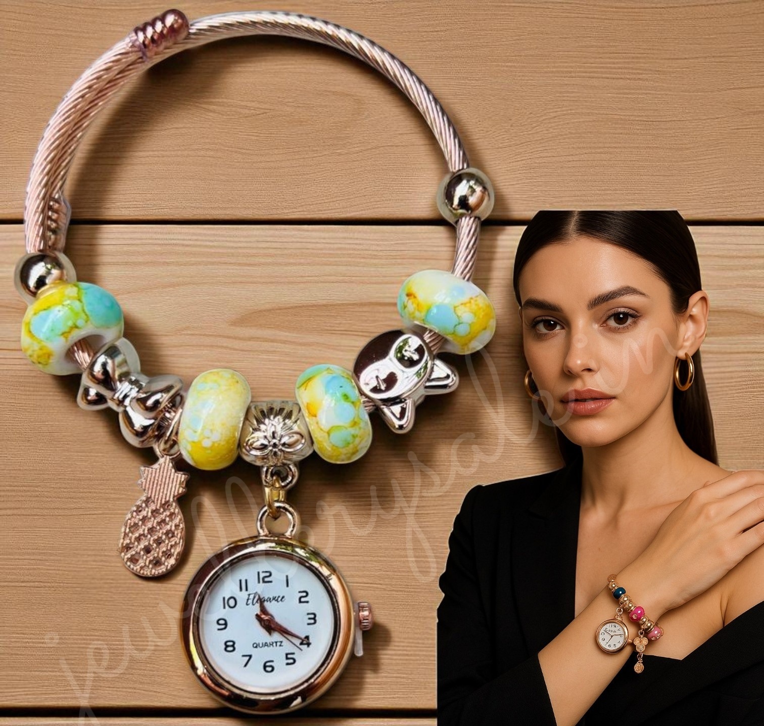 stylish Watch Bracelet For Girl and Women Rose Gold