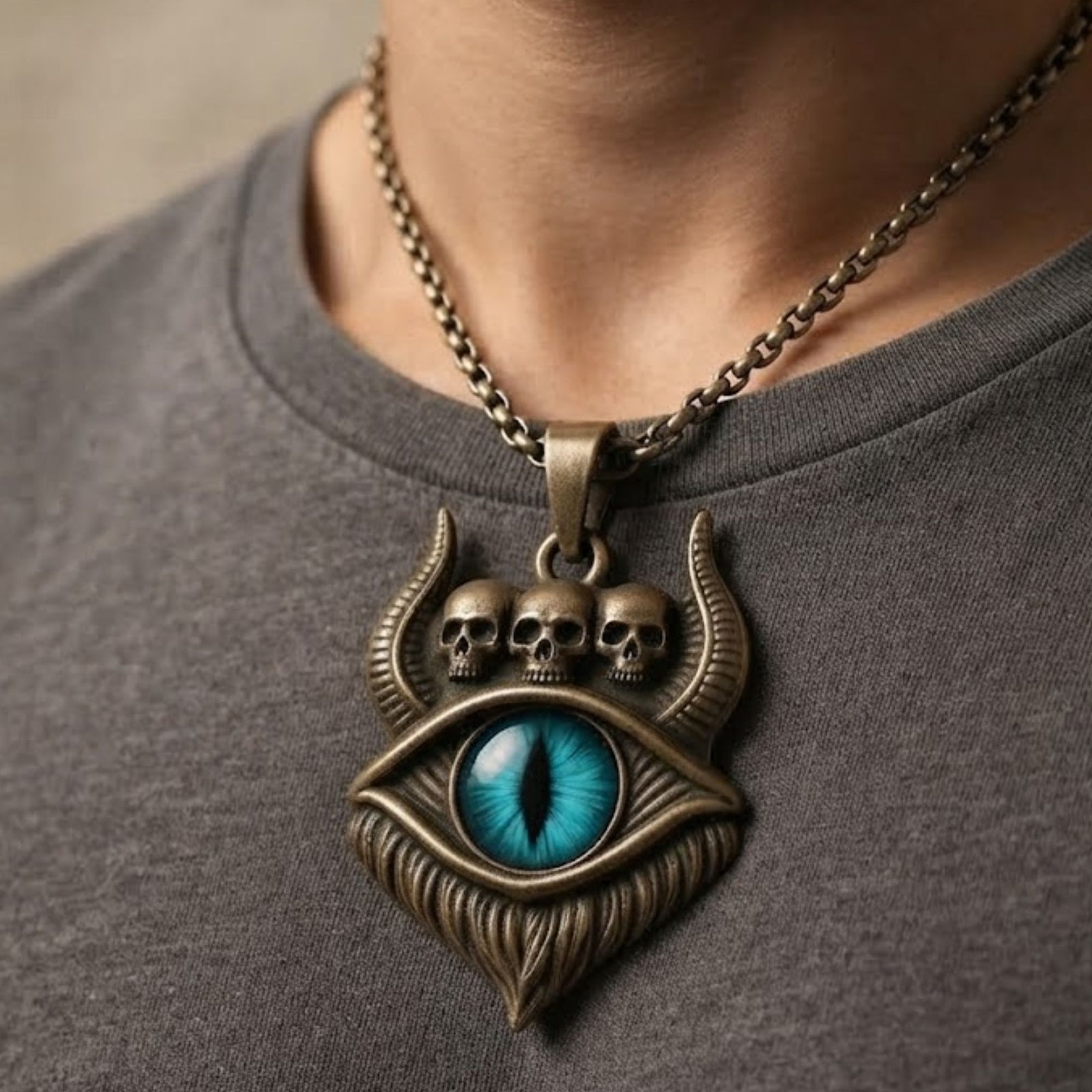Devil Blue Eye Silver Pendant For Women & Men - Image 3