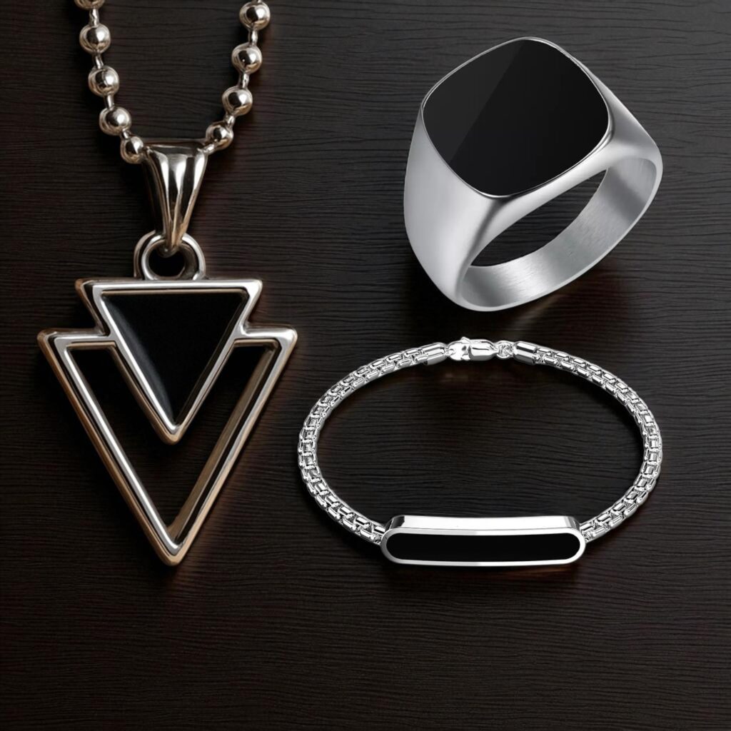Men Jewellery Gift Combo For Men and Boys Pack of 3 (Men Pendant , Men Ring , Men Bracelet)