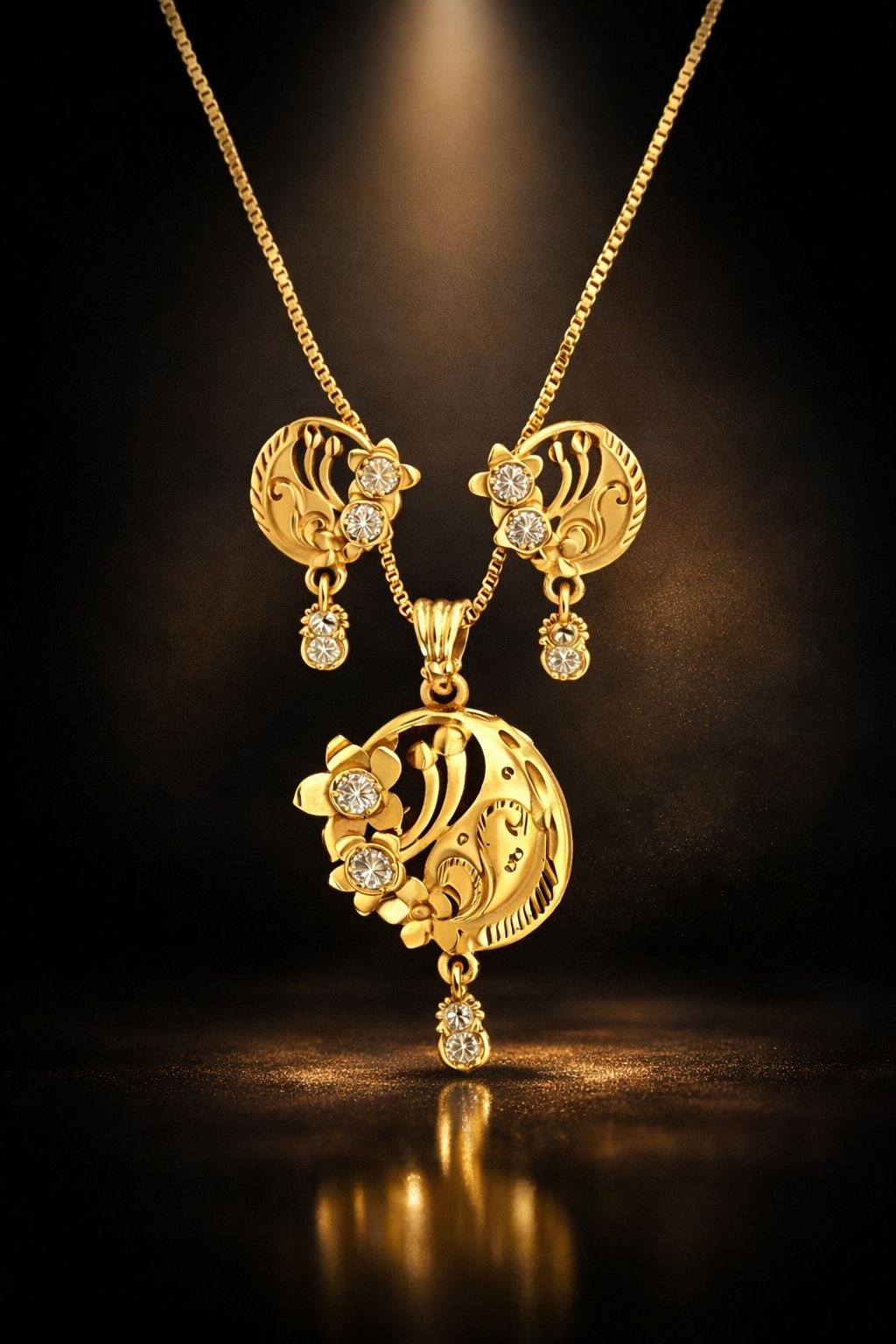 Gold Plated Pendant Set with Earring for Women and Girl