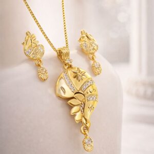 Gold Plated Pendant Set with Earring for Women and Girl