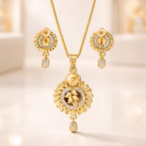 Gold Plated Pendant Set with Earring for Women and Girl