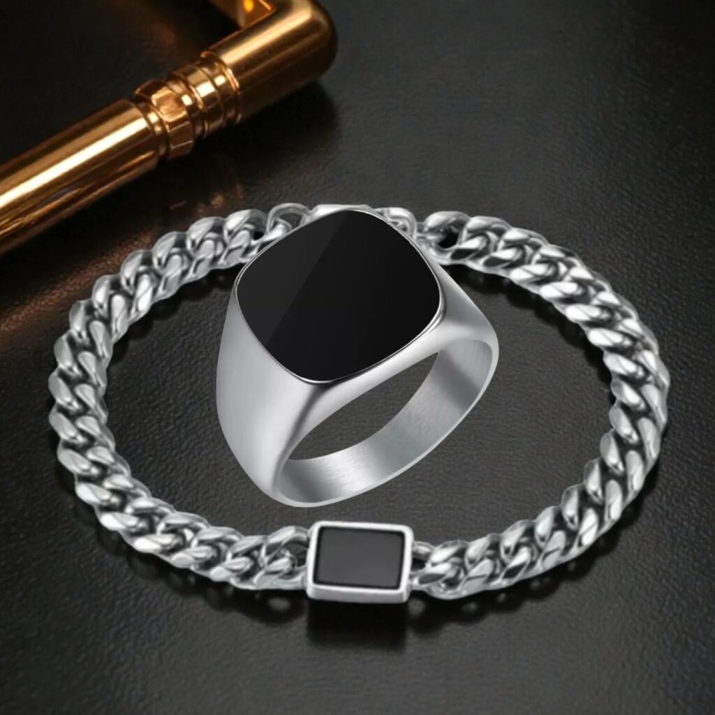 Bracelet and Ring Combo For Men and Women Pack of 2 (2)