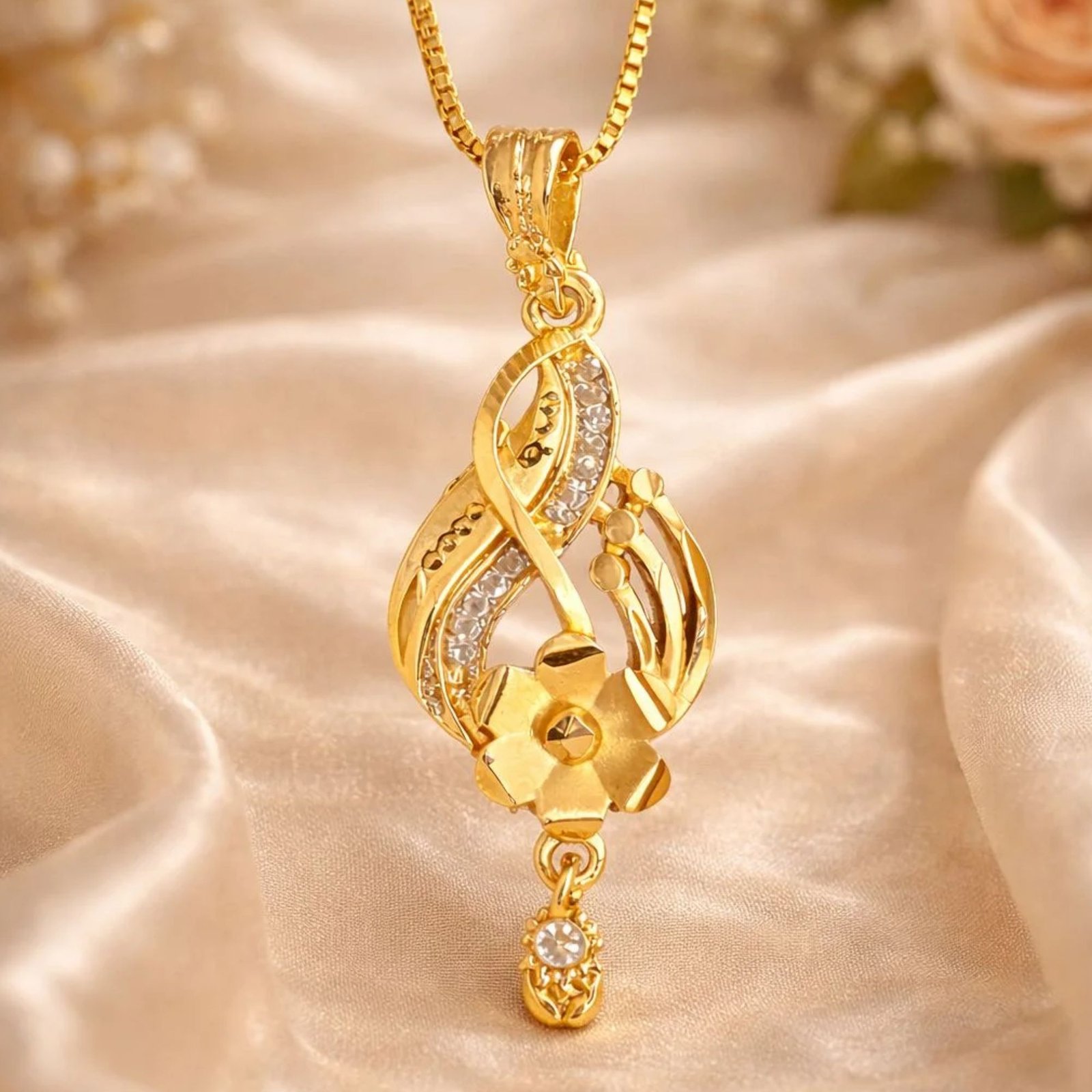 Gold Plated Pendant Set with Earring for Women and Girl - Image 3