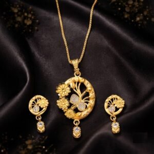 Gold Plated Pendant Set with Earring for Women and Girl