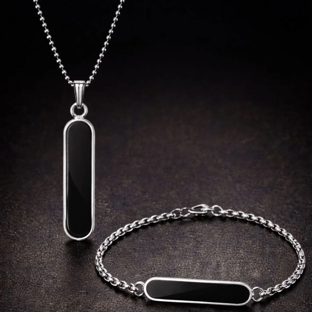 Pack of 2 Pendant and Bracelet Set For Men and Women