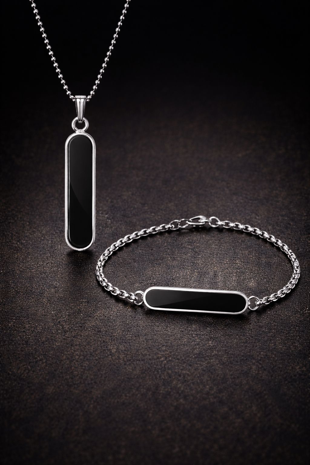 Pack of 2 Pendant and Bracelet Set For Men and Women