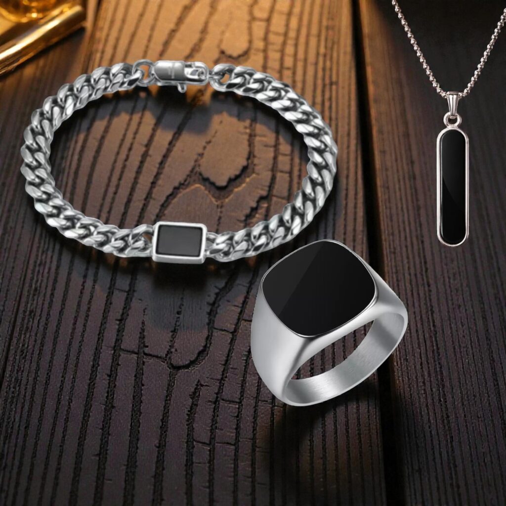 Men Jewellery Gift Combo For Men and Boys Pack of 3 (Men Pendant , Men Ring , Men Bracelet)