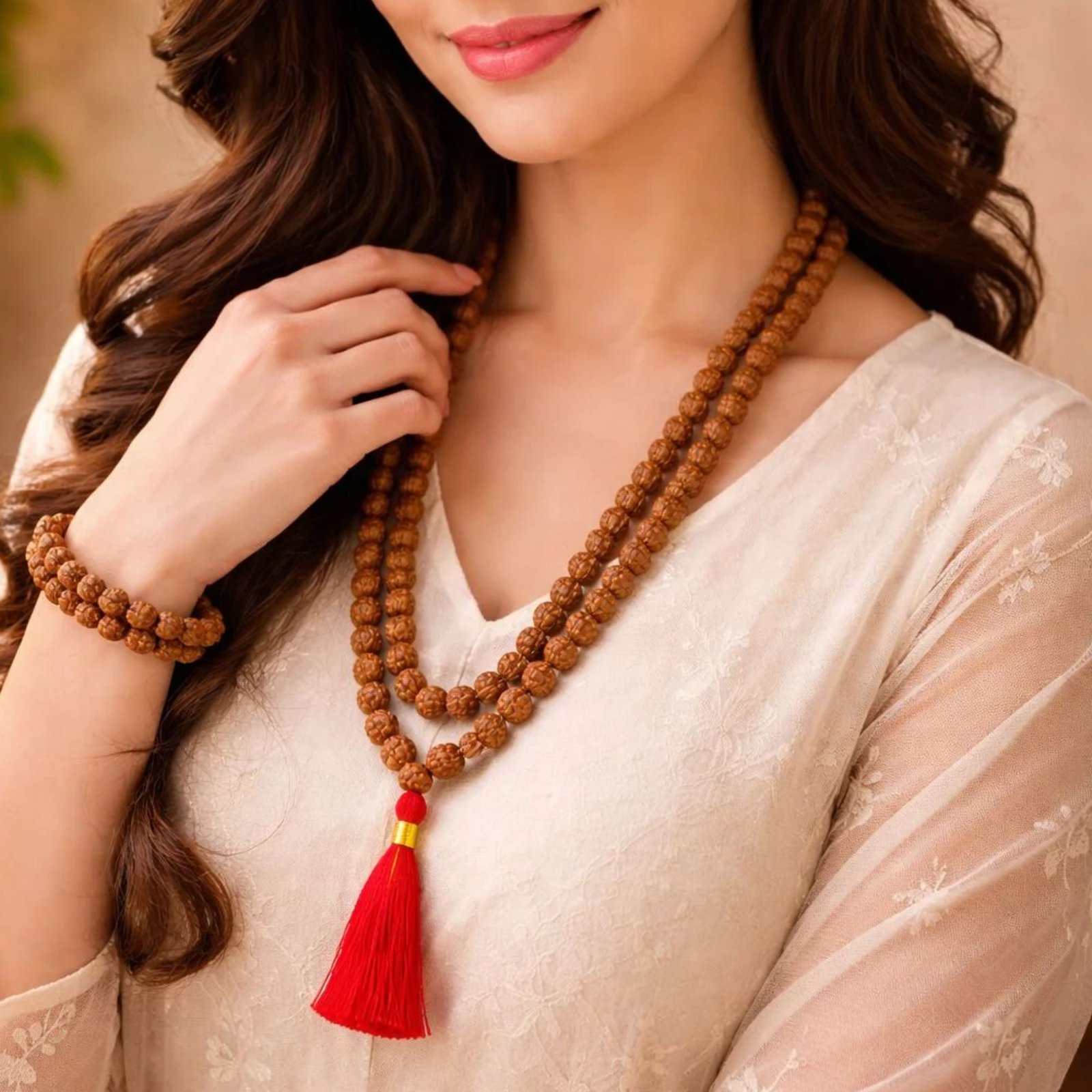Combo of Rudraksha Mala and Bracelet Powerful Shield of Growth & Positivity Unisex Mala for Men & Women - Image 4