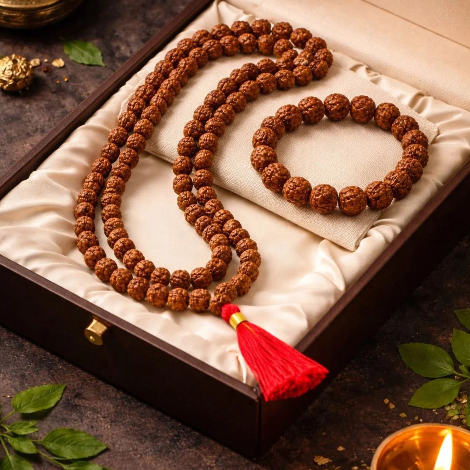 Combo of Rudraksha Mala and Bracelet Powerful Shield of Growth & Positivity Unisex Mala for Men & Women