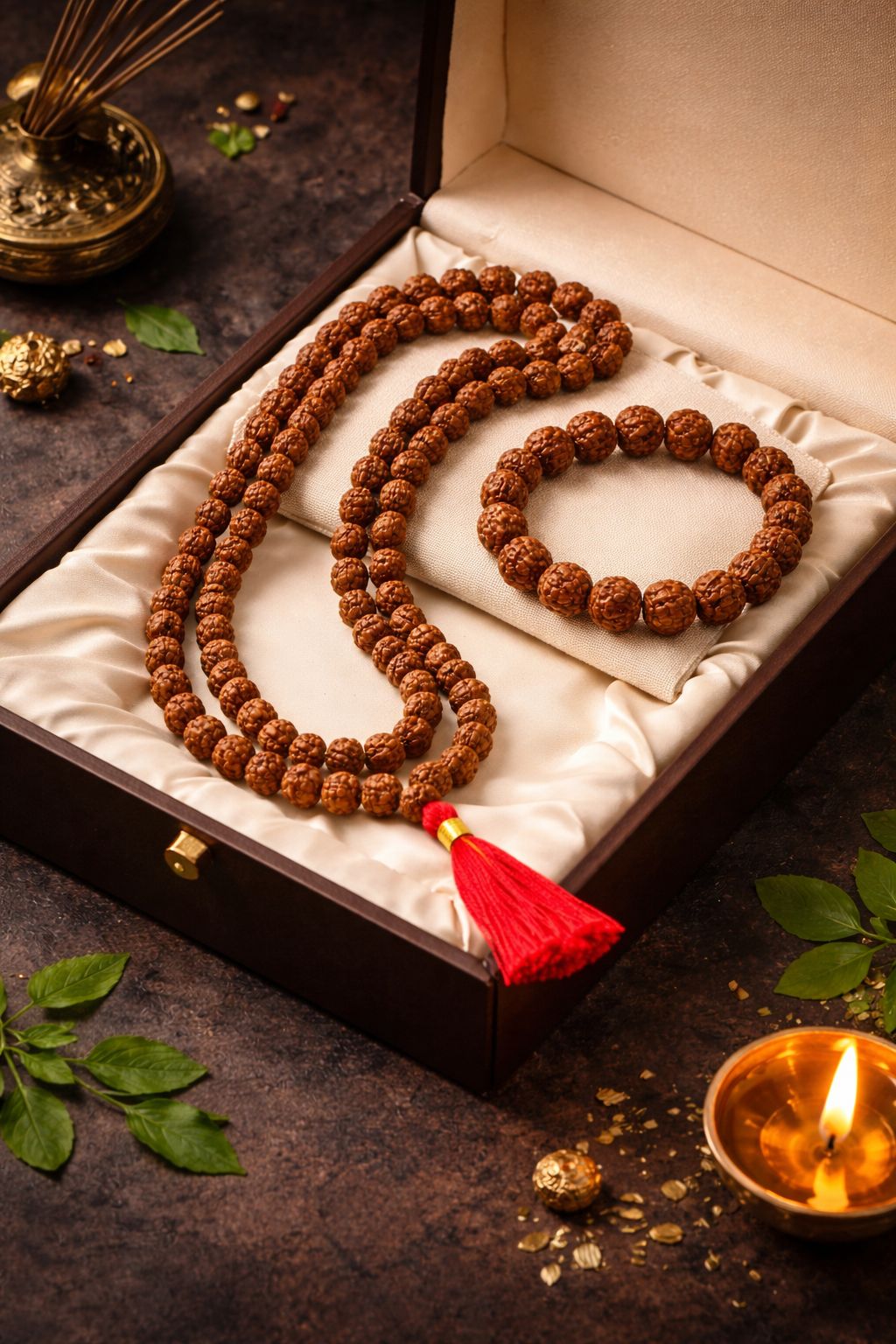 Combo of Rudraksha Mala and Bracelet Powerful Shield of Growth & Positivity Unisex Mala for Men & Women