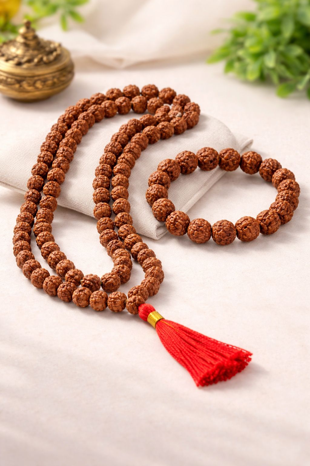 Combo of Rudraksha Mala and Bracelet Powerful Shield of Growth & Positivity Unisex Mala for Men & Women