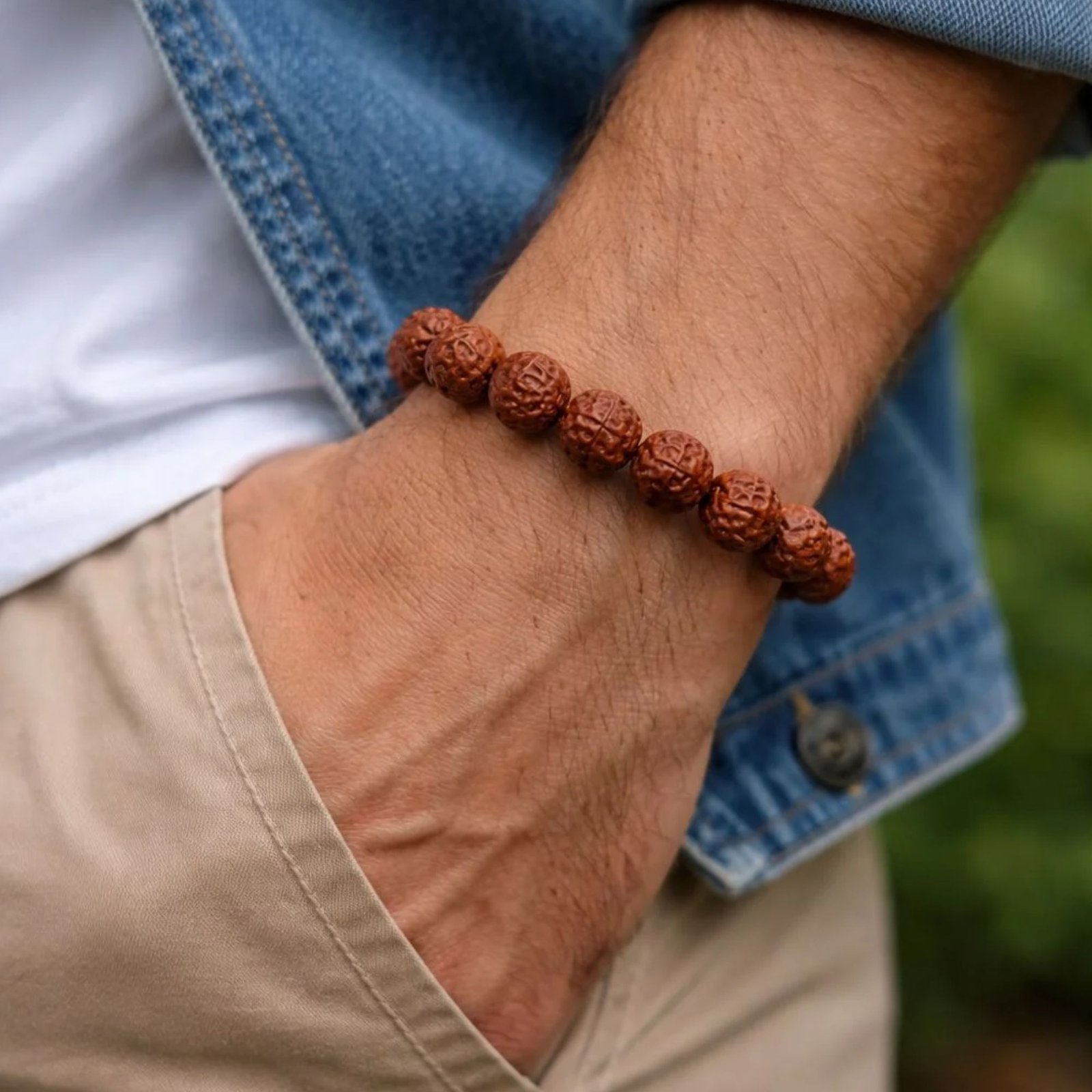 Rudraksha Bracelet Powerful Shield of Growth & Positivity Unisex Bracelet for Men & Women - Image 5