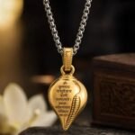 Om Krishna Mantra Gold Sankh Pendant for Men and Women