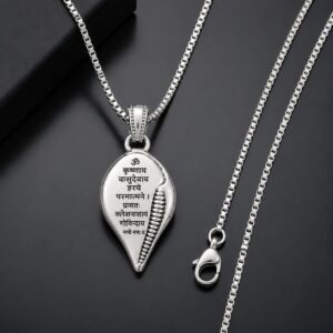 Om Krishna Mantra Sankh Pendant for Men and Women