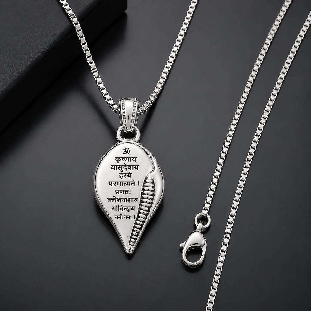 Om Krishna Mantra Sankh Pendant for Men and Women