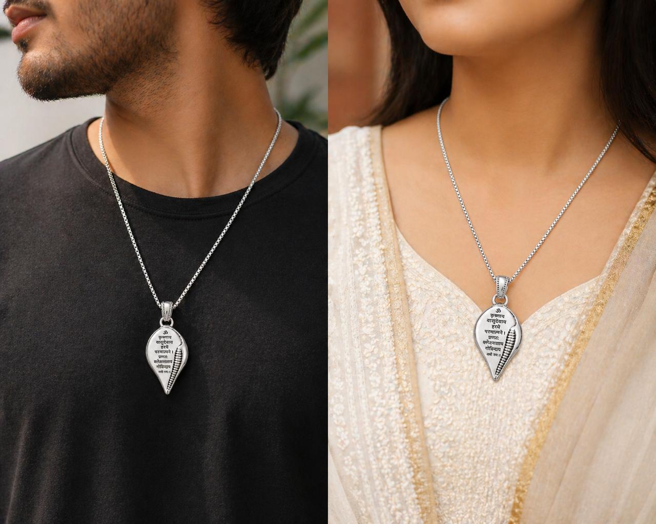 Om Krishna Mantra Sankh Pendant for Men and Women - Image 4