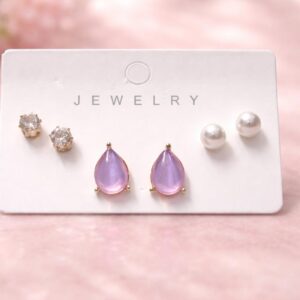 Girls Stud Earring Combo Set of 3 Multicolor