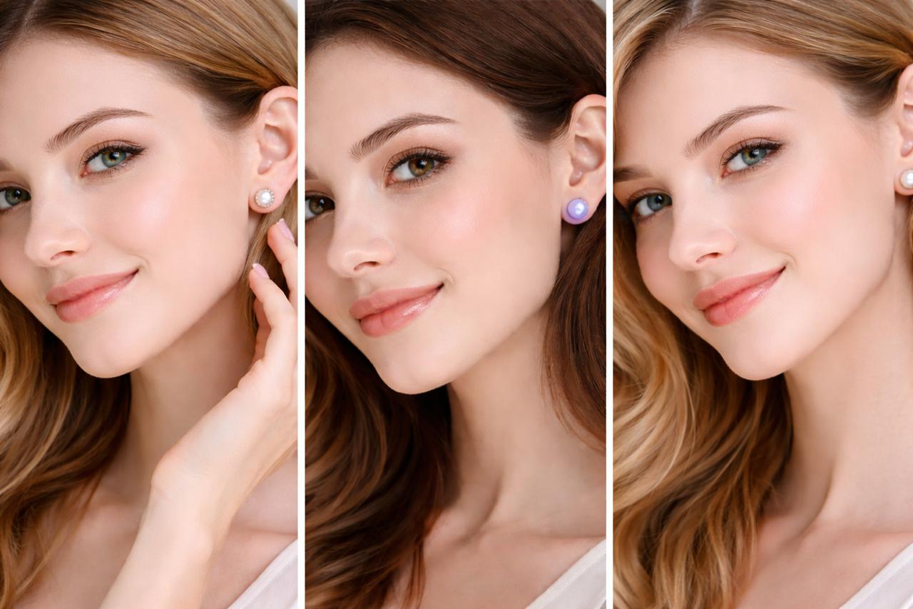 Girls Stud Earring Combo Set of 3 Multicolor - Image 5