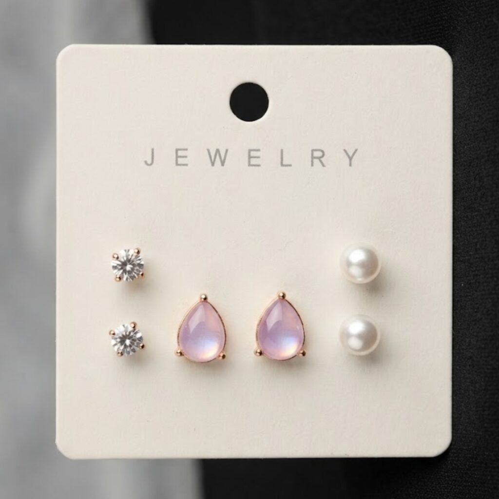 Girls Stud Earring Combo Set of 3 Multicolor