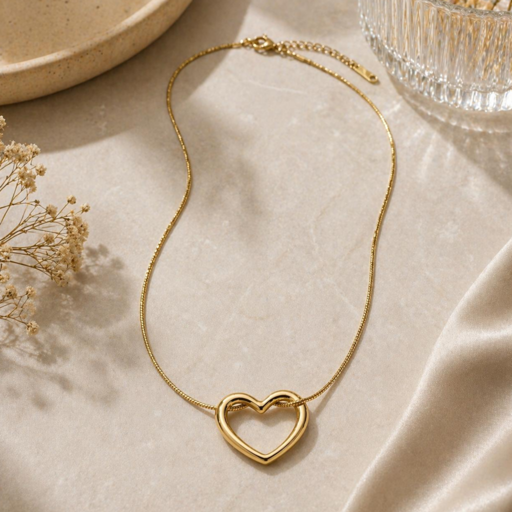 Anti-Tarnish Gold Plated Heart Knot Pendant Necklace for Women