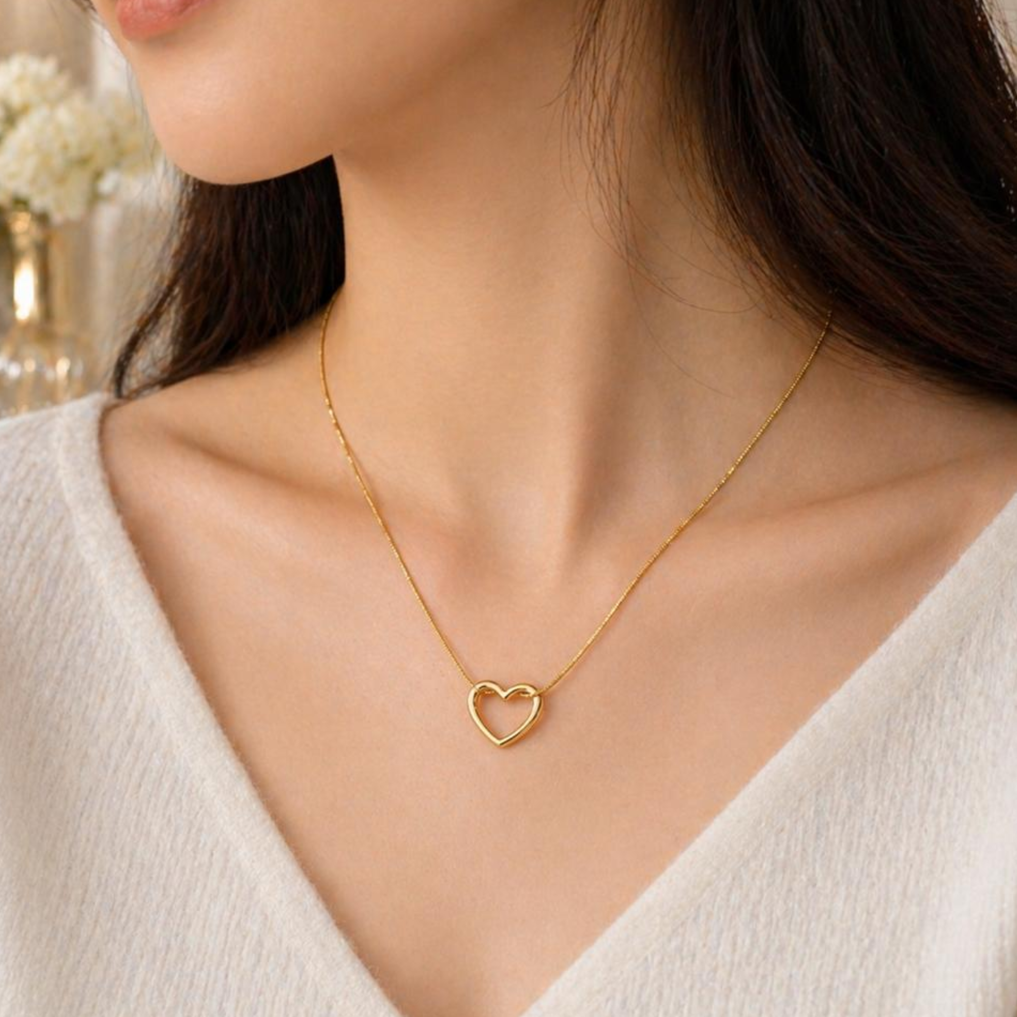 Anti-Tarnish Gold Plated Heart Knot Pendant Necklace for Women - Image 4
