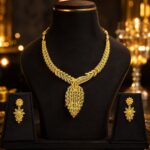 Anti-Tarnish Gold-Plated Peacock Motif Necklace Set with Matching Earrings