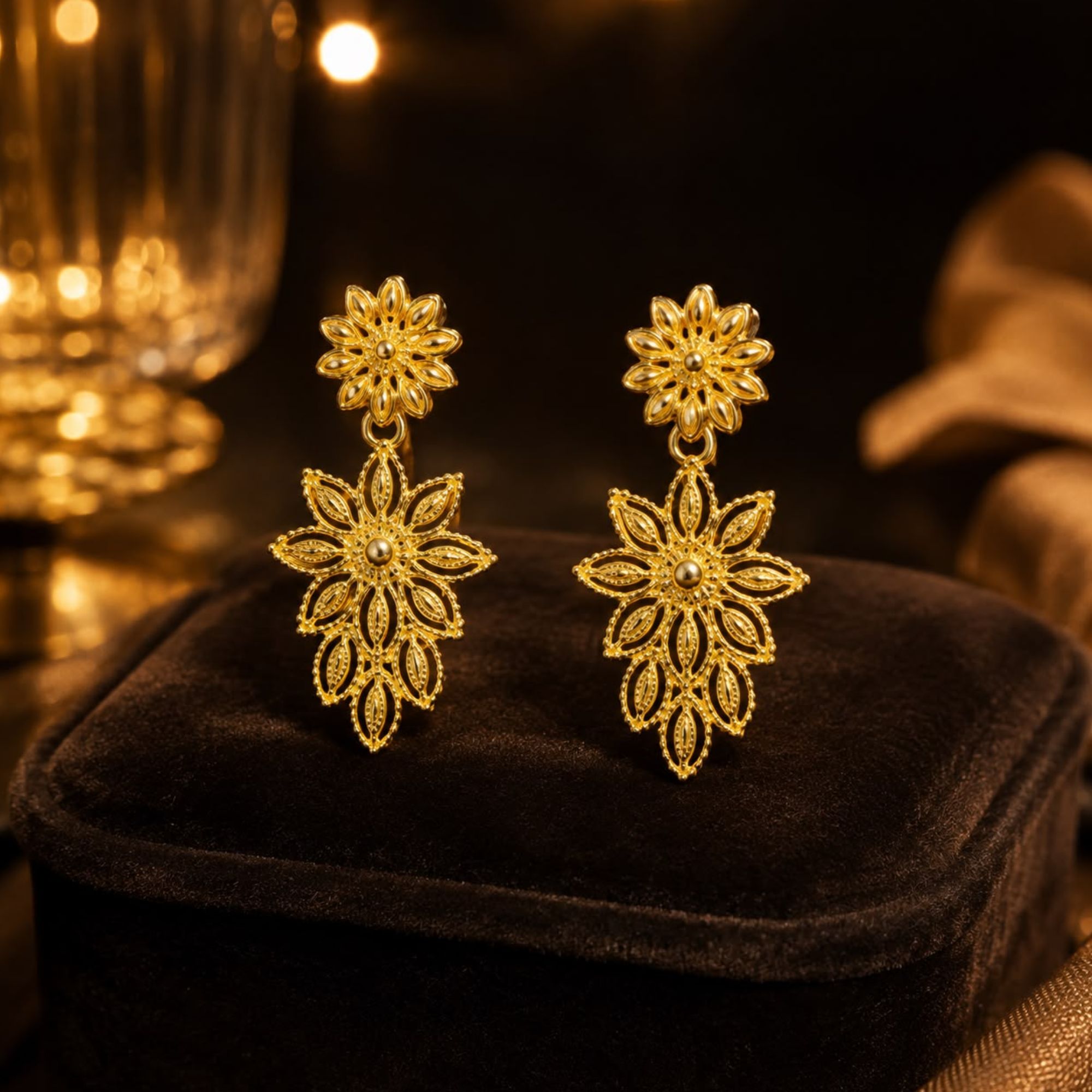 Anti-Tarnish Gold-Plated Peacock Motif Necklace Set with Matching Earrings - Image 2