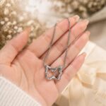 Anti-Tarnish Silver Butterfly Outline Pendant Necklace with Snake Chain for Women