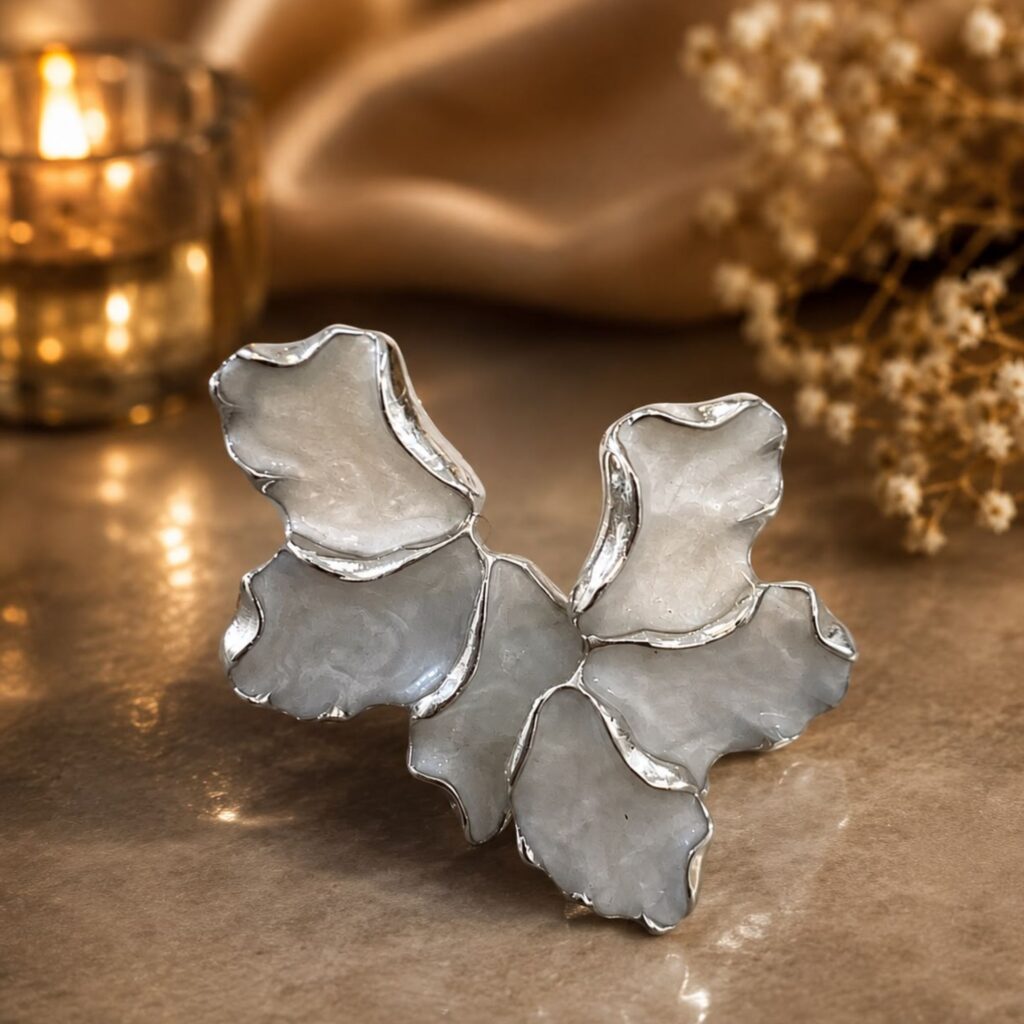 Artistic Silver-Plated Cluster Petal Statement Earrings for Women & Girl