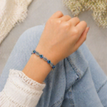 Blue Evil Eye & Leaf Charm Bracelet for Girls & Women _ Stylish Silver-Tone Bracelet