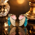 Chic Pastel Butterfly Enamel Earrings _ Trendy Gold-Finished Daily Wear Studs