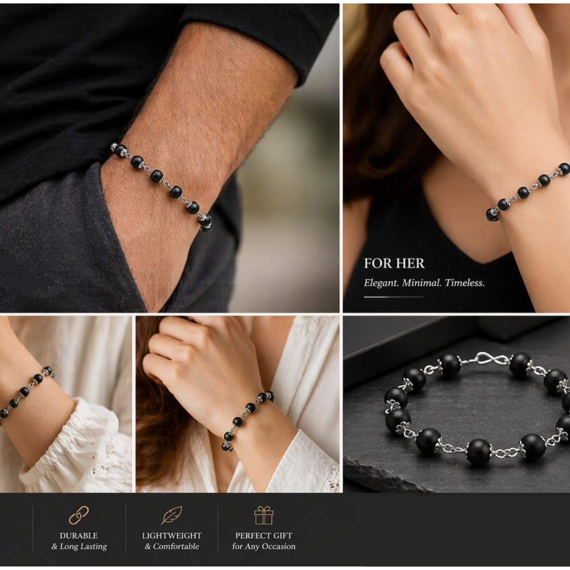 Divine Hindu Karungali Bracelet with Silver Plated Chain (Men, Women, Boys & Girls) - Image 4