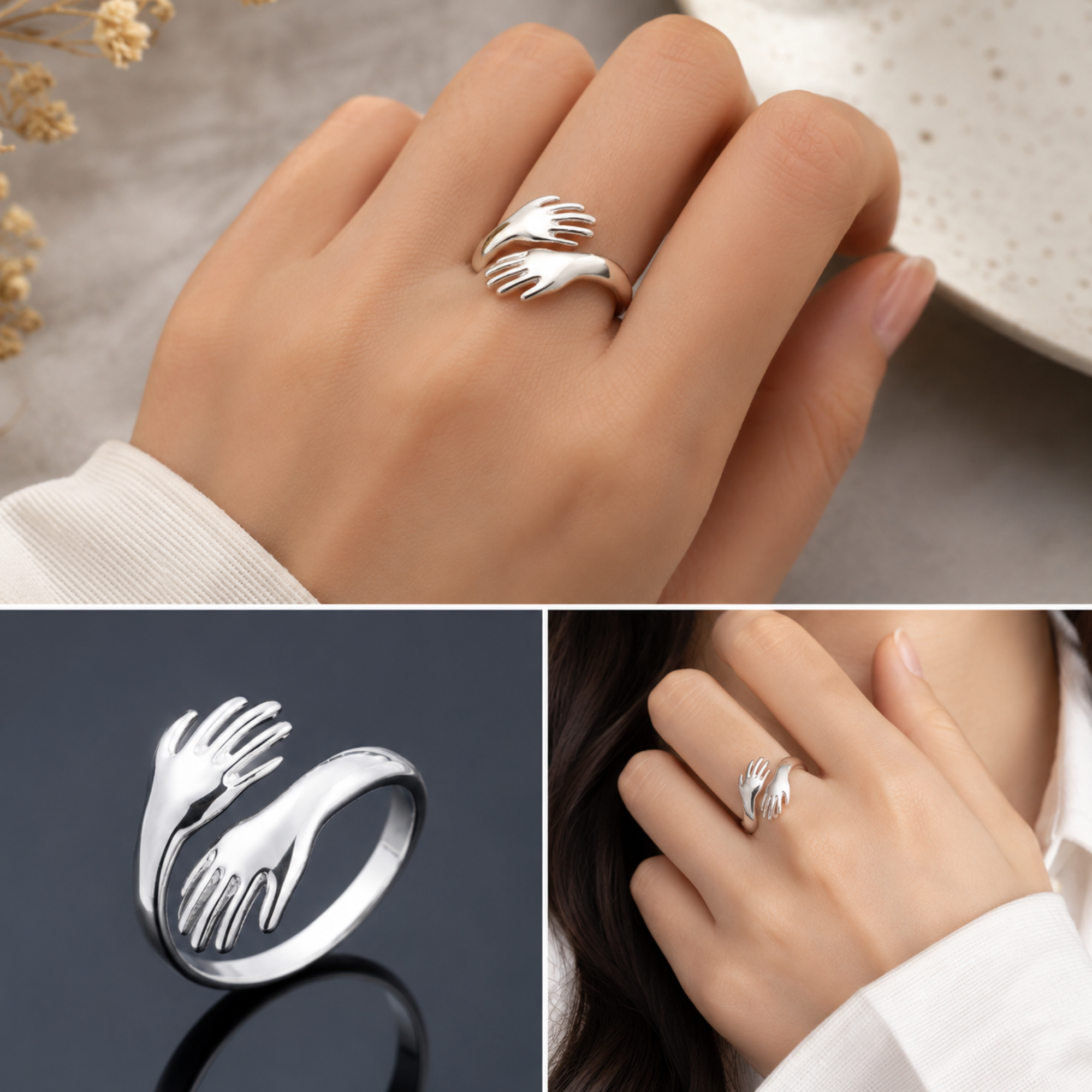 Evil Eye Gold Chain with Adjustable Hug Ring Combo - Image 5