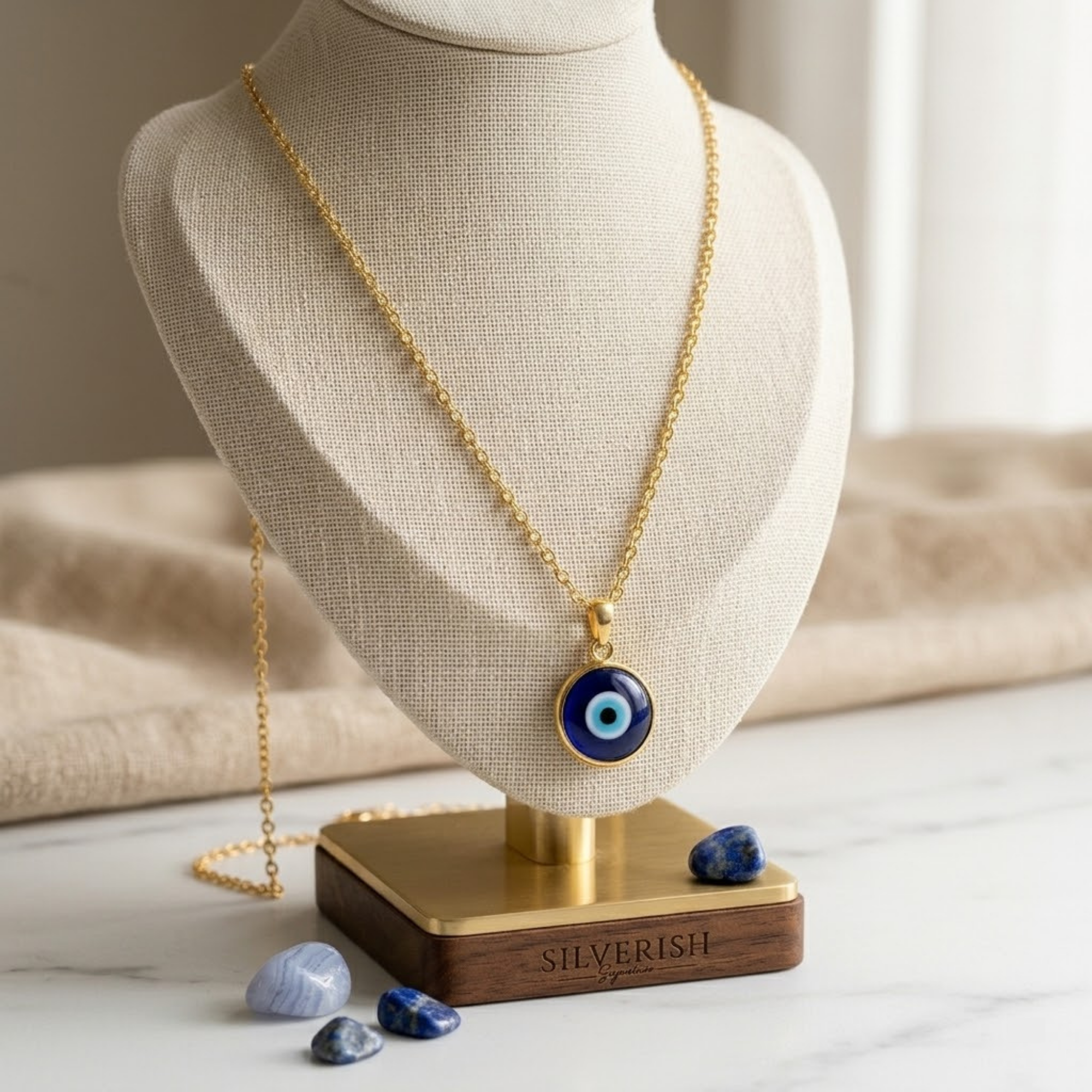 Evil Eye Gold Chain with Adjustable Hug Ring Combo - Image 2