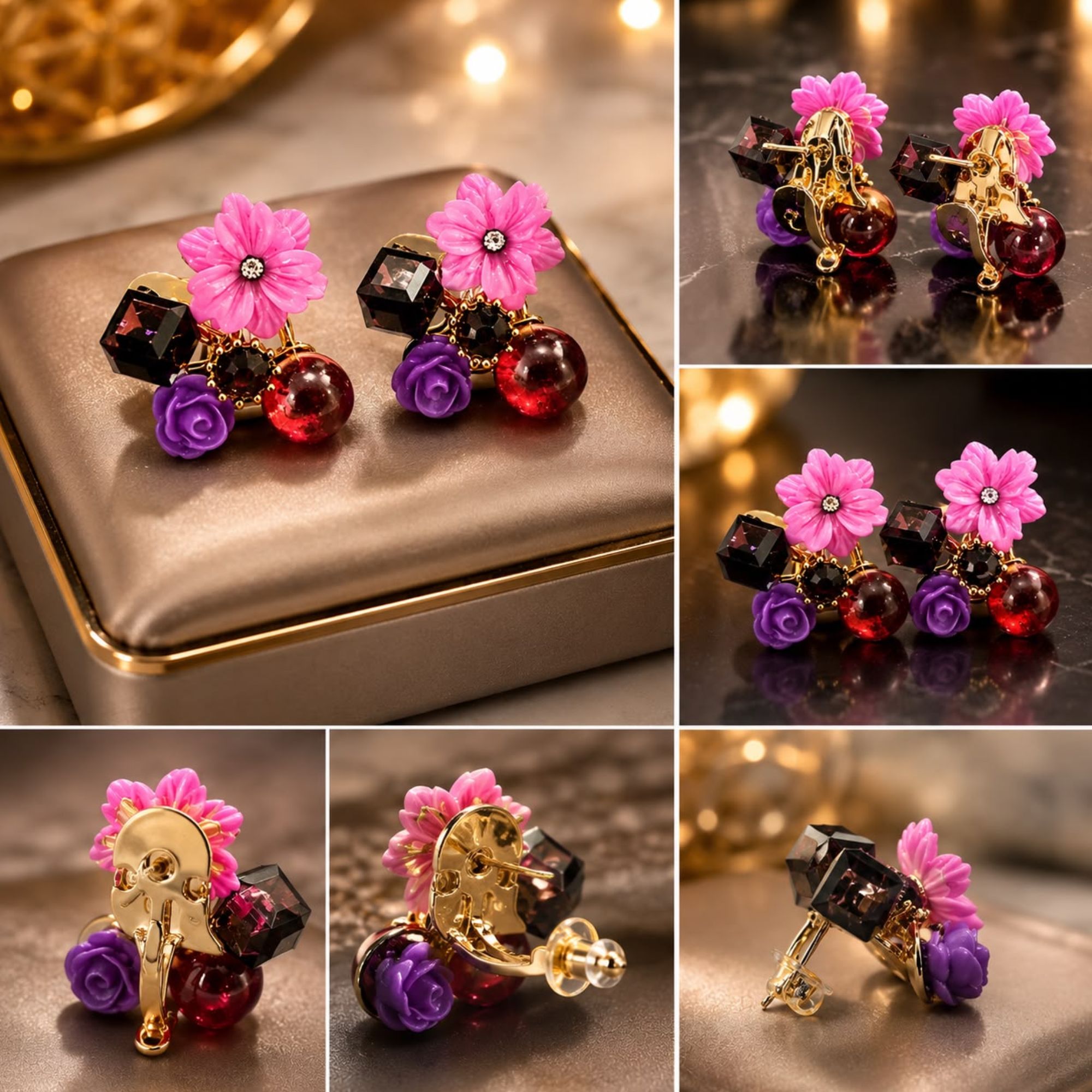 Floral Charm Stud Earrings For Women & Girl - Image 5