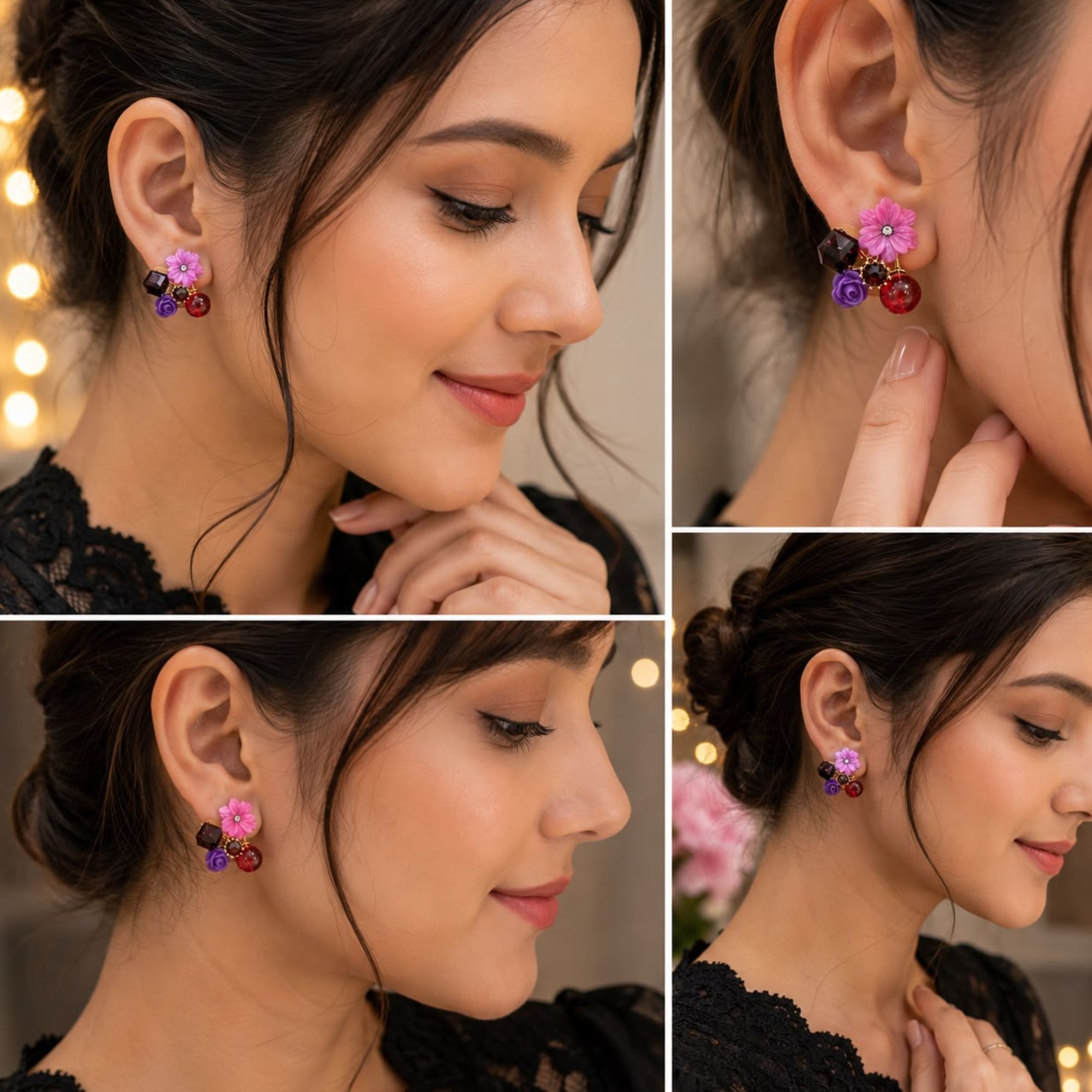 Floral Charm Stud Earrings For Women & Girl - Image 4