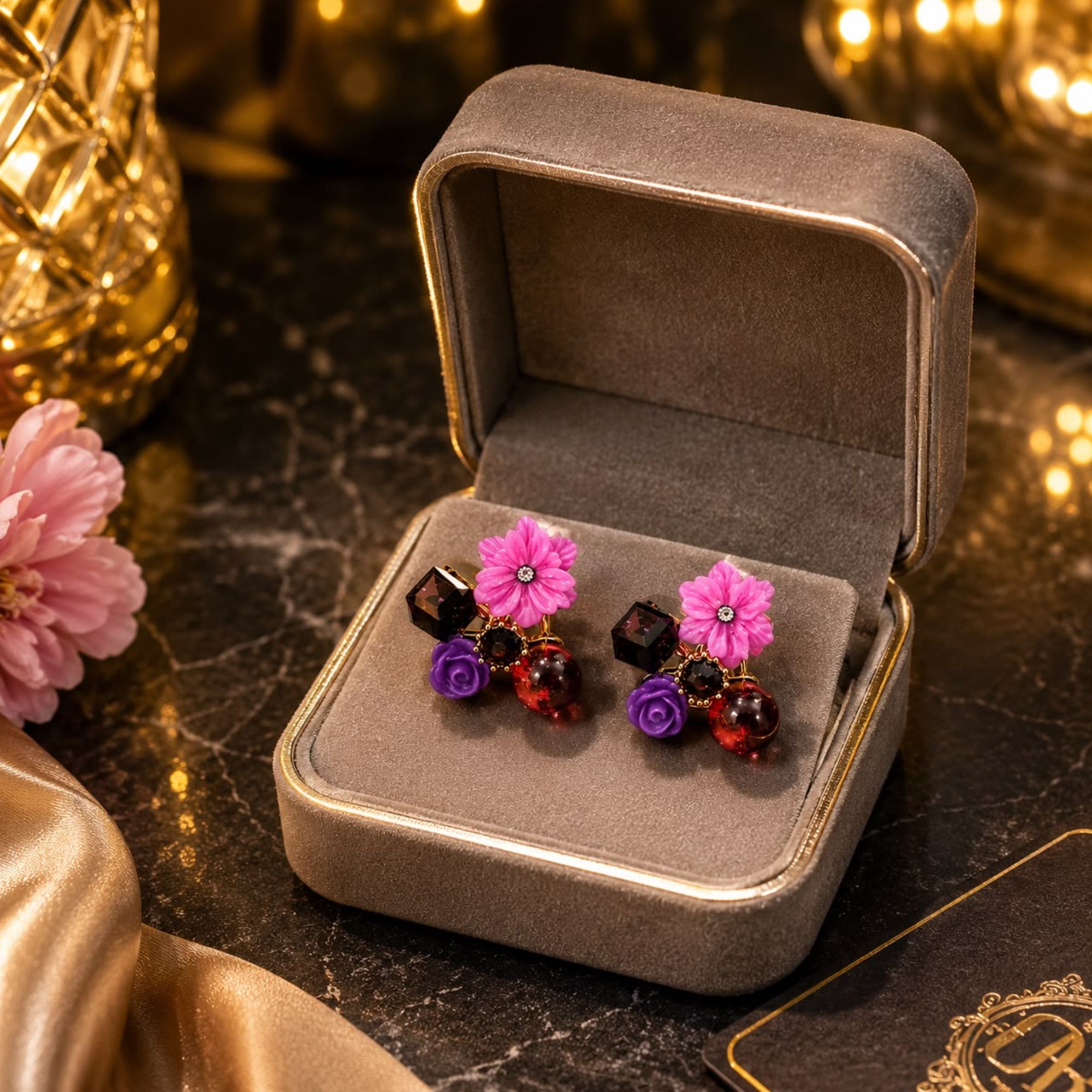 Floral Charm Stud Earrings For Women & Girl - Image 3
