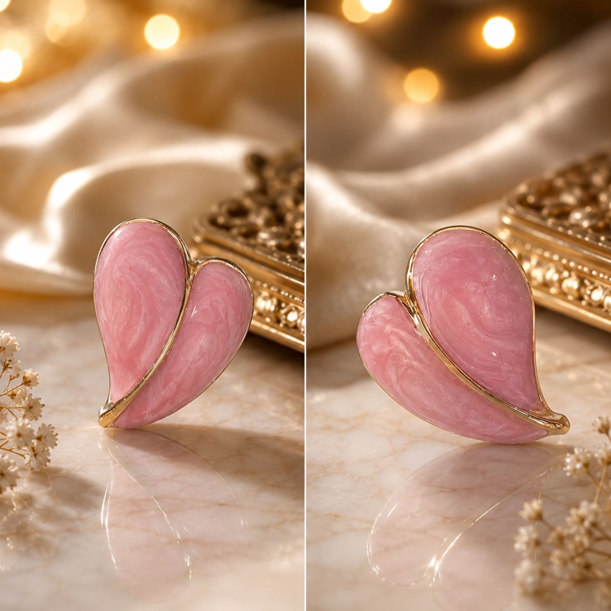 Gold-Plated Heart-Shaped Enamel Studs Earring for Women & Girls - Image 5